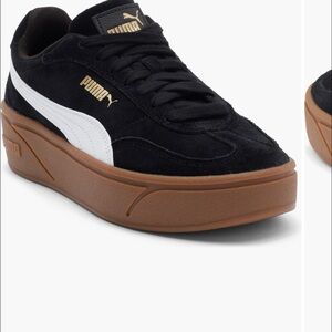 Puma Club II Era Platform Sneakers Black Gum Sole Size 8